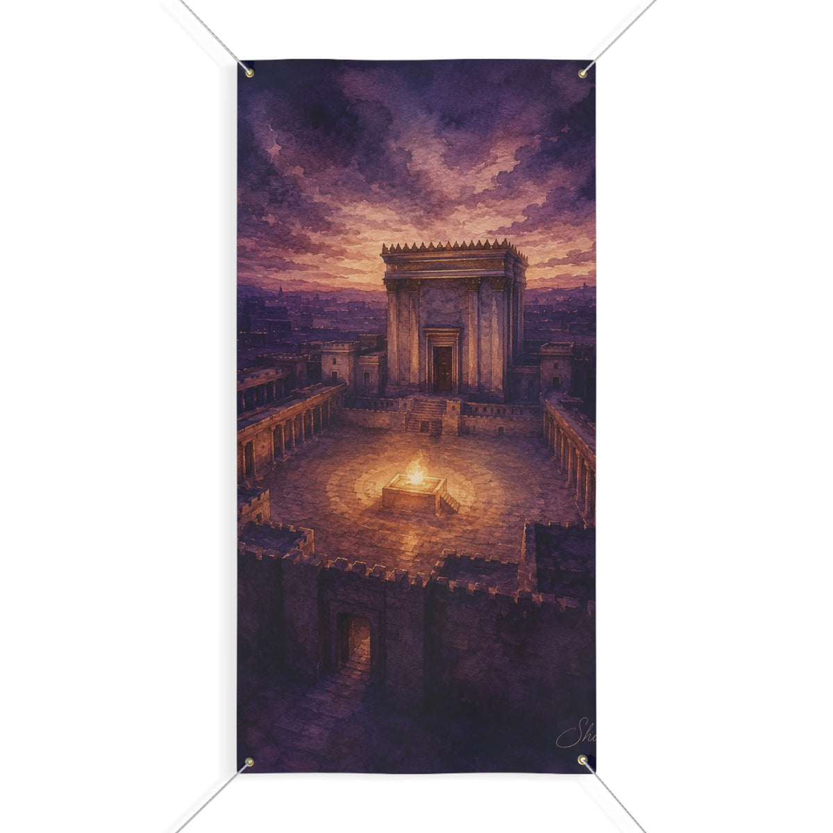 Dusk Fire in the Courtyard 36x72