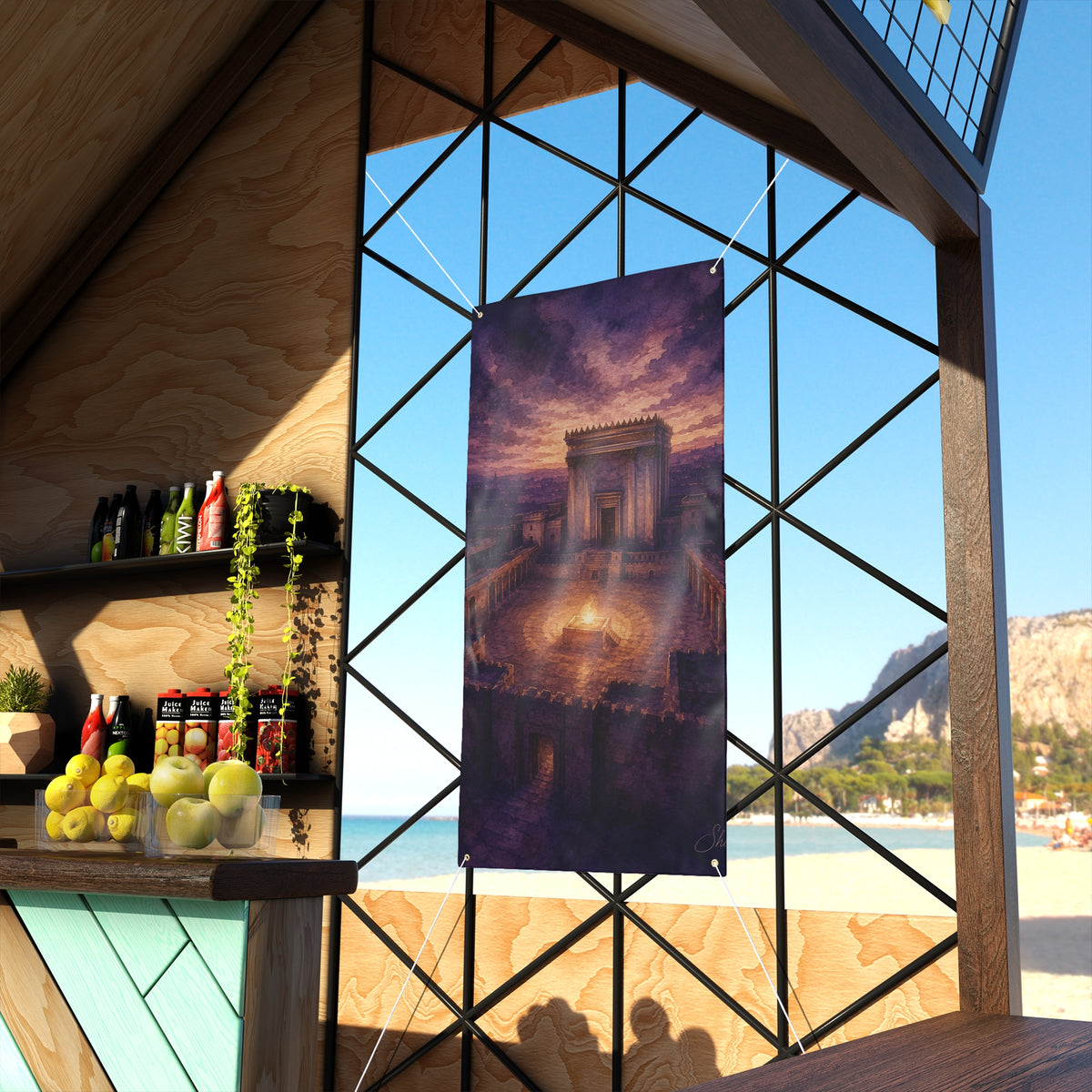 Dusk Fire in the Courtyard 36x72