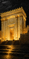 Gold Front at Midnight, sukkah wall art by Sholom.