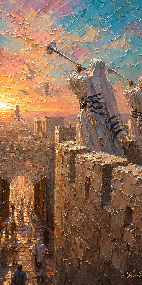 Blowing From the Rooftop, sukkah wall art by Sholom.