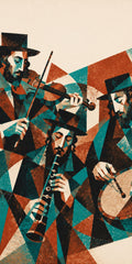 Klezmer in Colored Shapes, sukkah wall art by Sholom.